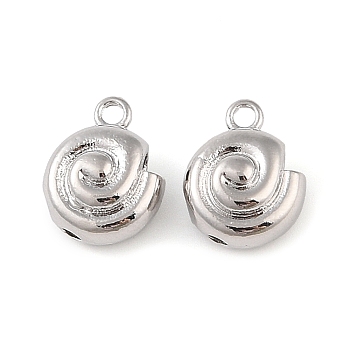 Brass Charms, Snail, Real Platinum Plated, 13x10.5x6.5mm, Hole: 1.6mm