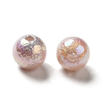 UV Plating Opaque Acrylic Beads, Iridescent, AB Color Plated, Round, Sienna, 7.5~8mm, Hole: 1.6mm