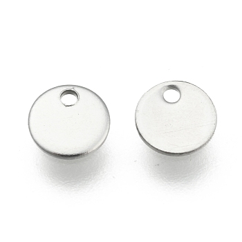 304 Stainless Steel Charms, Blank Stamping Tag, Flat Round, Stainless Steel Color, 6x0.5mm, Hole: 1mm