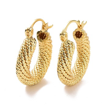 Brass Chunky Hoop Earrings for Women, Cadmium Free & Lead Free, Light Gold, 23x19.5x15mm, Pin: 0.9mm