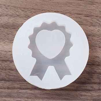 Heart Medal Shaker Molds, DIY Quicksand Silicone Molds, Resin Casting Molds, for UV Resin, Epoxy Resin Craft Making, White, 61x12mm, Inner Diameter: 37x50mm