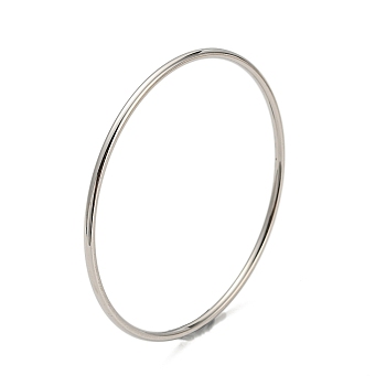 304 Stainless Steel Simple Plain Bangle for Women, Stainless Steel Color, 0.2cm, Inner Diameter: 2-1/8 inch(5.5cm)