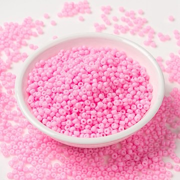 MIYUKI Round Rocailles Beads, Japanese Seed Beads, (RR415) Dyed Opaque Cotton Candy Pink, 8/0, 3mm, Hole: 1mm about 422~455pcs/bottle, 10g/bottle(SEED-JP0009-RR0415)