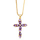 Colorful Zircon Cross Necklace Hip Hop Fashion Diamond Sweater Chain NKB266(ST6191788)-1
