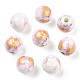 Floral Printed Porcelain Beads(PORC-Q199-8mm-02)-1