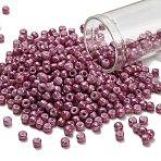 TOHO 6/0 Round Beads, Japanese Seed Beads, (1202) Opaque Dark Rose Marbled, 4mm, Hole: 1.5mm, about 168pcs/10g(X-SEED-TR06-1202)