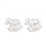 Brass Charms, Rocking Horse Charms, Silver, 13x16x7mm, Hole: 4mm(KK-L274-06S)