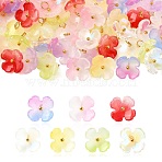 80Pcs 8 Colors Gradient Color Glass Pendants, with Golden Brass Findings, Flower, Mixed Color, 12mm, Hole: 2.2mm, 80pcs/set(PALLOY-CJ00067)