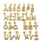 26Pcs Brass Micro Pave Cubic Zirconia Pendants, Cadmium Free & Nickel Free & Lead Free, Heart with Letter A~Z Charms, Real 18K Gold Plated, 31.5x12~19.5x3.5~6.5mm, Hole: 2.5X2.5mm(KK-R218-12G)