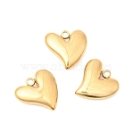 304 Stainless Steel Charms, Heart, Golden, 14x14x4.5mm, Hole: 1.6mm(STAS-P441-02G)