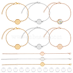 304 Stainless Steel Bracelets, with Glass Cabochons, Mixed Color, 200mm, 4pcs/color(BJEW-GA00005)