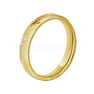 Arrow Pattern Stainless Steel Finger Ring for Women, with Rhinestone, Real 18K Gold Plated, US Size 8(18.1mm)(HA9923-3)