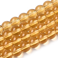 Transparent Glass Beads Strands, Round, Goldenrod, 6~6.5mm, Hole: 1.4mm, about 67~70pcs/strand, 14.76 inch~15.16 inch(37.5~38.5cm)(GLAA-T032-T6mm-08)