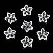 Transparent Glass Bead Caps, Five-petaled Flowers, Clear, 12x4mm, Hole: 1.6mm, about 980~1000pcs/set(GLAA-N001-07)