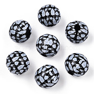Printed Schima Wooden Beads, Round with Feeding-Bottle Pattern, Black, 16x14.5mm, Hole: 3.8mm(WOOD-T021-108B)