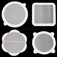 AHADEMAKER 28Pcs 4 Style Fiberglass Hair Catcher, Drain Cover, Mesh Strainer, with Adhesive Back Edge, Mixed Shaped, White, 10~127x100~110x0.3mm, 7pcs/style(TOOL-GA0001-66)