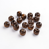 Natural Wood Beads, Round, Dyed, Saddle Brown, 9x10mm, Hole: 3.5mm, about 3000pcs/1000g(W02KQ0C1)
