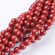 Grade AB+ Natural Red Jasper Round Beads Strands, FireBrick, 6mm, Hole: 0.8mm, about 63pcs/strand, 15 inch(GSR6mmC011)