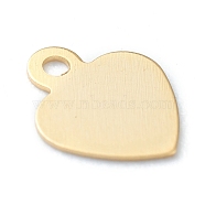 304 Stainless Steel Charms, Stamping Blank Tag, Laser Cut, Heart, Golden, 7.5x6x0.3mm, Hole: 1mm(STAS-H149-19G)