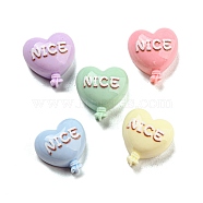 Opaque Resin Cabochons, Heart Balloon with Word NICE, Mixed Color, 13x11.5x6.5mm(CRES-Q218-01)