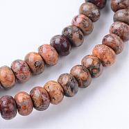 Natural Leopard Skin Jasper Bead Strands, Rondelle, 6x4mm, Hole: 1mm; about 104pcs/strand, 15.7 inches(G-R403-4x6-10)