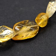 Natural Citrine Bead Strands, Tumbled Stone, Nuggets, Dyed & Heated, 5~19x4~9x3~9mm, Hole: 0.5~1mm, about 15 inch(G-J280-05)