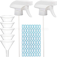 DIY Spray Nozzle Bottle Finding Kits, include Adjustable Plastic Spray Nozzle & Tube & Funnel Hopper, Waterproof Adhesive Sticker Labels, White, Spray Nozzle: about 9x3x5.25cm, 12pcs/set(DIY-BC0002-62)