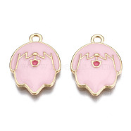 Alloy Pendants, with Enamel, Cadmium Free & Lead Free, Light Gold, Dog, Pink, 20x14.5x3mm, Hole: 2mm(ENAM-S119-078B-RS)