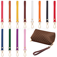 CHGCRAFT 12Pcs 12 Colors PU Leather Wrist Strap Keychains, with Light Gold Plated Alloy Swivel Clasps, Mixed Color, 19.2x1.2cm, 1pc/color(KEYC-CA0001-19)