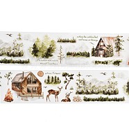 Mountain Forest Waterproof PET Decorative Stickers, DIY Scrapbook Decorative Adhesive Tapes, Camel, 60x0.1mm(DIY-Q052-03C)