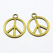 Tibetan Style Alloy Pendants, Peace Sign, Antique Bronze, Lead Free and Cadmium Free, 34x28.5x2mm, Hole: 4mm(EA8820Y-AB)
