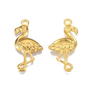 Ion Plating(IP) 201 Stainless Steel Pendants, Ostrich, Real 18K Gold Plated, 30x15x2.5mm, Hole: 1.8mm(STAS-N098-112LG)