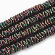 Electroplate Non-magnetic Synthetic Hematite Beads Strands, Wavy, Flat Round/Disc, Multi-color Plated, 6~6.5x6~6.5x1.5~2mm, Hole: 1mm, about 215pcs/strand, 16.14 inch(G-N0321-07E)