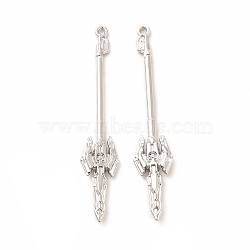 Rack Plating Alloy Big Pendants, Cadmium Free & Nickel Free & Lead Free, Spear Charm, Platinum, 59.5x11x4mm, Hole: 2mm(PALLOY-E025-20P)