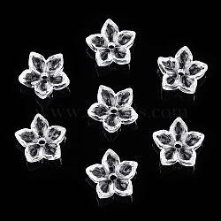 Transparent Glass Bead Caps, Five-petaled Flowers, Clear, 12x4mm, Hole: 1.6mm, about 980~1000pcs/set(GLAA-N001-07)