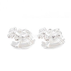 Brass Charms, Rocking Horse Charms, Silver, 13x16x7mm, Hole: 4mm(KK-L274-06S)