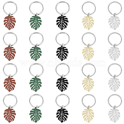 4 Sets Monstera Leaf Alloy Pendant Keychain, with Iron Findings, for Women Men Car Bag Key Pendant, Mixed Color, 4.2cm(KEYC-FH0001-40)