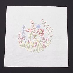 DIY Embroidery Fabric with Eliminable Pattern, Embroidery Cloth, Square, Flower Pattern, 28x27.6x0.05cm(DIY-P032-C01)