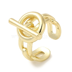 Brass Open Cuff Rings, Toggle Clasp Chain Style Ring for Women, Real 18K Gold Plated, 7.5~20mm, Inner Diameter: 18.2mm(RJEW-Q778-44G)