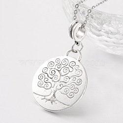 Tree of Life Tibetan Style Alloy European Dangle Charms, Large Hole Pendants, Antique Silver, 39x23x2mm, Hole: 5mm(X-PALLOY-JF00088-16)