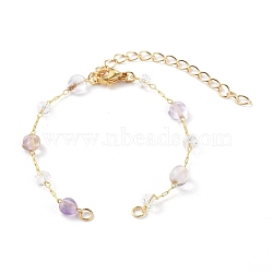 Nuggets Natural Ametrine Beaded Bracelet Makings, with Brass Cable Chains and 304 Stainless Steel Lobster Claw Clasps, Golden, 6-1/8 inch(15.5cm)(AJEW-JB00953-02)