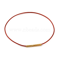 Steel Wire Bracelet Making, with Ion Plating(IP) 304 Stainless Steel Findings, Golden, FireBrick, 0.2cm, Inner Diameter: 2-1/8 inch(5.4cm)(MAK-R001-02G-02)