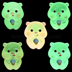 Luminous Resin Pig Display Decoration, Micro Landscape Decorations, Glow in the Dark, Mixed Color, 27x27.5x31mm(RESI-G070-01A)