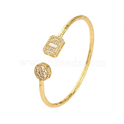 Rack Plating Brass Micro Pave Cubic Zirconia Cuff Bracelets for Women, Long-Lasting Plated, Cadmium Free & Lead Free, Real 18K Gold Plated, 3/8 inch(1cm)(BJEW-M040-02G)