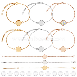 304 Stainless Steel Bracelets, with Glass Cabochons, Mixed Color, 200mm, 4pcs/color(BJEW-GA00005)