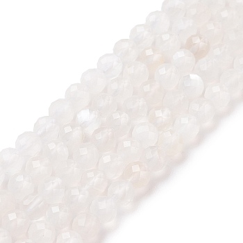Natural Moonstone Beads Strands, Faceted, Round, Grade A, 3.5~4mm, Hole: 0.5mm, about 107pcs/strand, 15.35 inch(39cm)