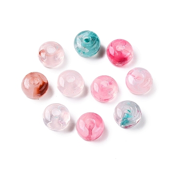 Transparent Acrylic Beads, Rondelle, Pearl Pink, 7x4mm, Hole: 1.8mm, about 3300pcs/500g