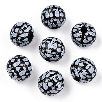 Printed Schima Wooden Beads, Round with Feeding-Bottle Pattern, Black, 16x14.5mm, Hole: 3.8mm