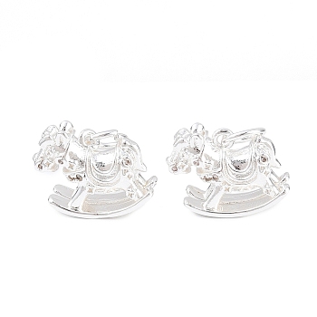Brass Charms, Rocking Horse Charms, Silver, 13x16x7mm, Hole: 4mm