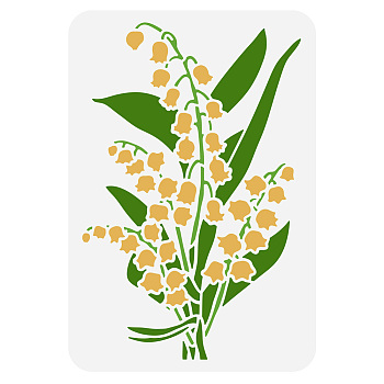 Plastic Drawing Painting Stencils Templates, for Painting on Scrapbook Fabric Tiles Floor Furniture Wood, Rectangle, May Lily of the Valley, 29.7x21cm